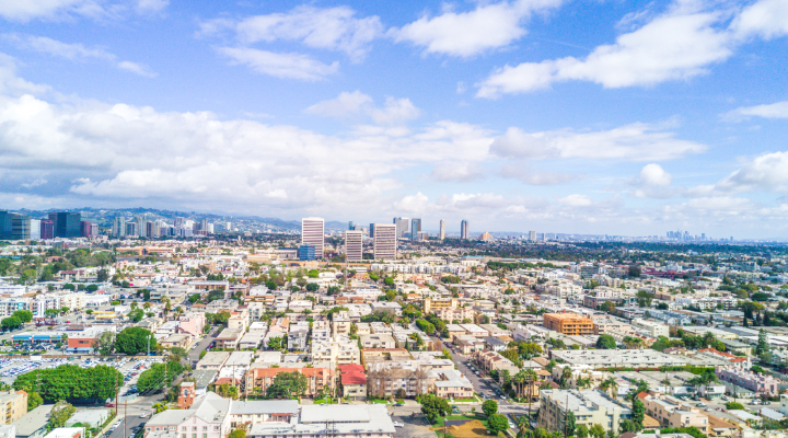 Aerial view of Studio City and Burbank, CA